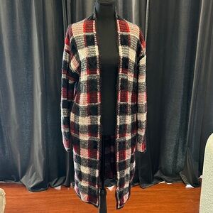 Sweet Lovely by Jen Plaid Open-Front Cardigan Sweater